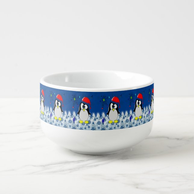 Christmas Soup Mug, Penguin Mug (Front)