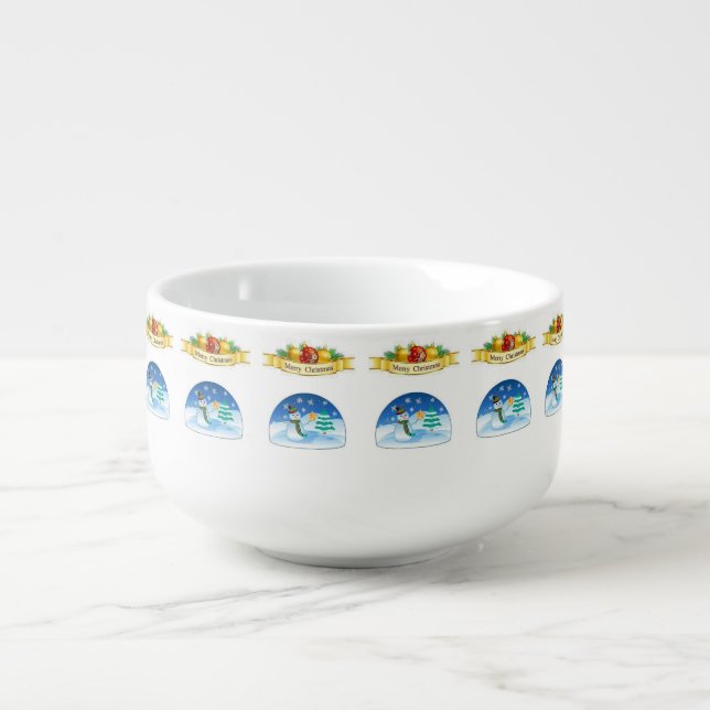 Christmas Soup Mug, Snowman Mug (Front)