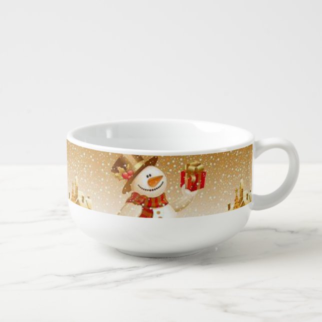 Christmas Soup Mug, Snowman Mug (Left)