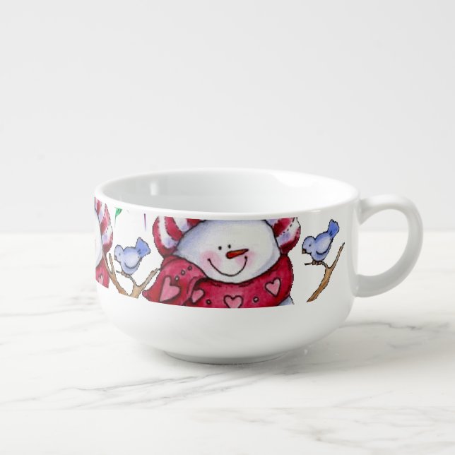 Christmas Soup Mug, Snowman Mug (Left)