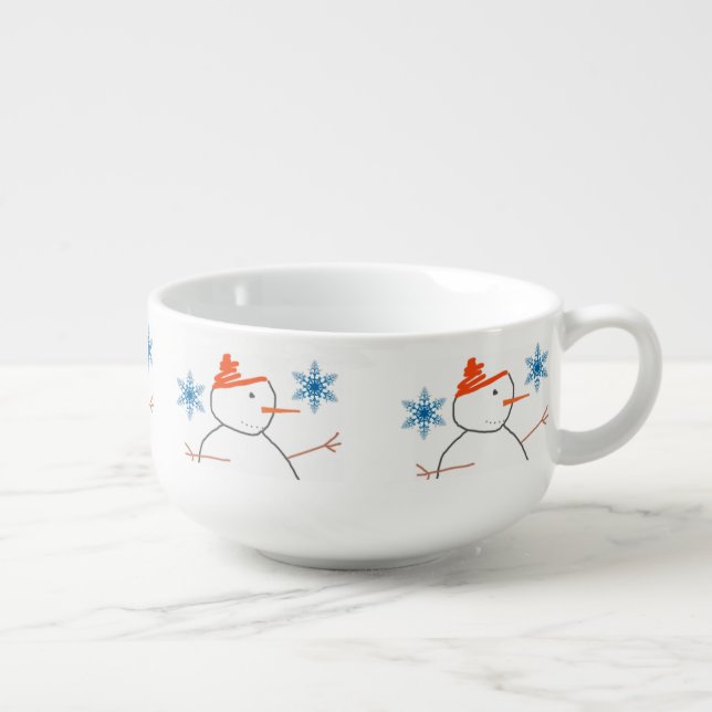 Christmas Soup Mug, Snowman Soup Mug (Left)