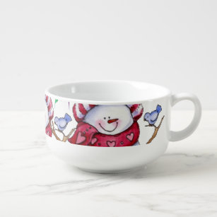 Christmas Soup Mug, Snowman Soup Mug