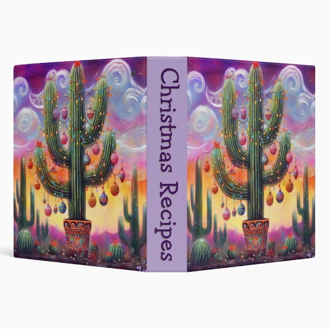Christmas Southwest Saguaro Cactus Scrapbook 3 Ring Binder (Background)