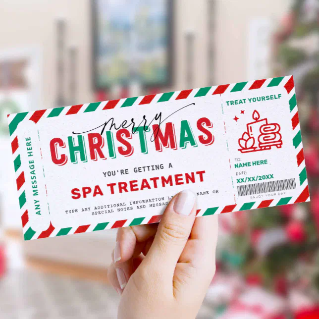 Christmas Spa Gift Voucher Certificate Massage | Zazzle