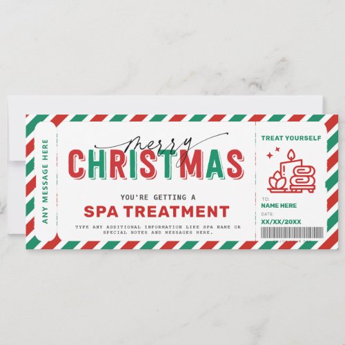 Christmas Spa Gift Voucher Certificate Massage  Invitation