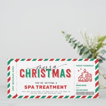 Christmas Spa Gift Voucher Certificate Massage Invitation | Zazzle