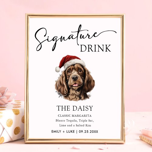 Christmas Spaniel Dog Wedding Signature Drink Sign