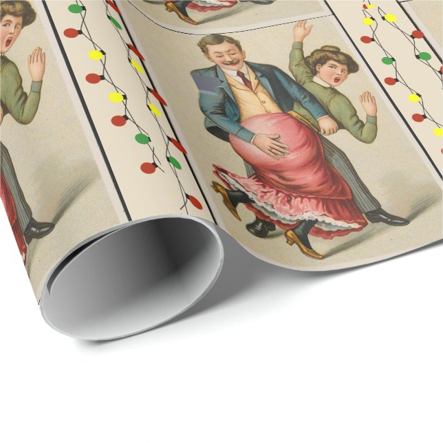 CHRISTMAS SPANKING WIFE OTK RETRO WRAPPING PAPER (Roll Corner)