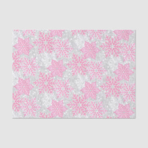 Christmas Sparkle Pink and White Snowflakes Tissue Paper