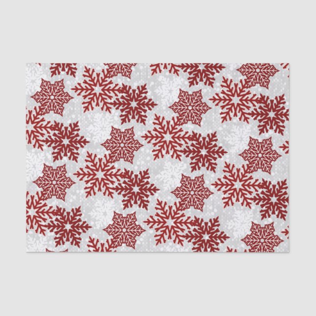 ⭐Christmas Sparkle Red ❄ Snowflakes Tissue Paper (Front)