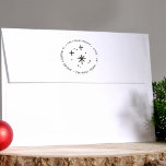 Christmas Sparkles Custom Name Return Address Rubber Stamp<br><div class="desc">This custom rubber stamp features your family name and return address in a retro-style font, forming a round circular frame around the stamp. In the middle of the stamp, there is a festive scene of hand-drawn stars and sparkles. All of the text is editable with Zazzle's easy-to-use customization tool. This...</div>