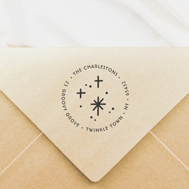 Christmas Sparkles Family Name Return Address Self-inking Stamp (Creator Uploaded)