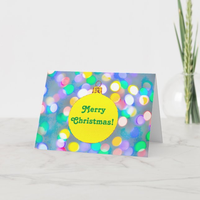 Christmas Sparkles in Yellow Ornament Card (Front)