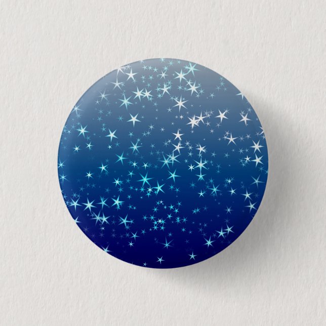 Christmas Sparkles Stars Blue Sky Button (Front)