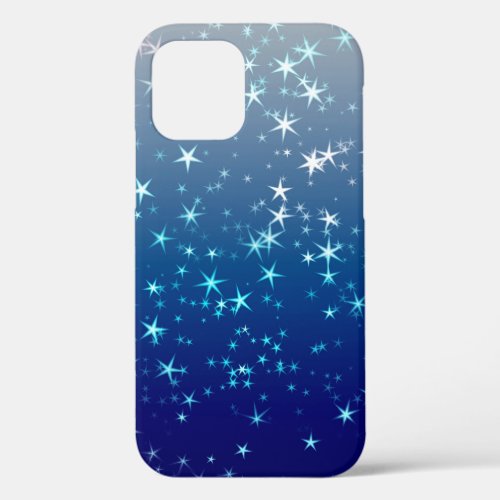 Christmas Sparkles Stars Blue Sky iPhone 12 Case