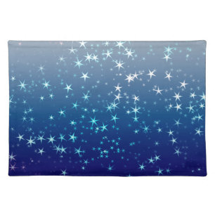 Christmas Sparkles Stars Blue Sky Cloth Placemat