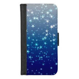 Christmas Sparkles Stars Blue Sky iPhone 8/7 Wallet Case