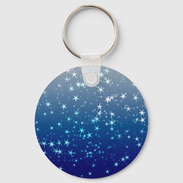 Christmas Sparkles Stars Blue Sky Keychain (Front)