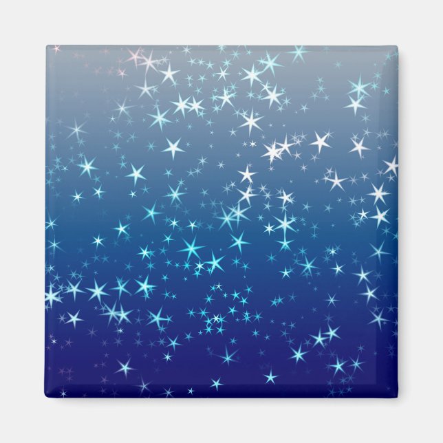 Christmas Sparkles Stars Blue Sky Magnet (Front)