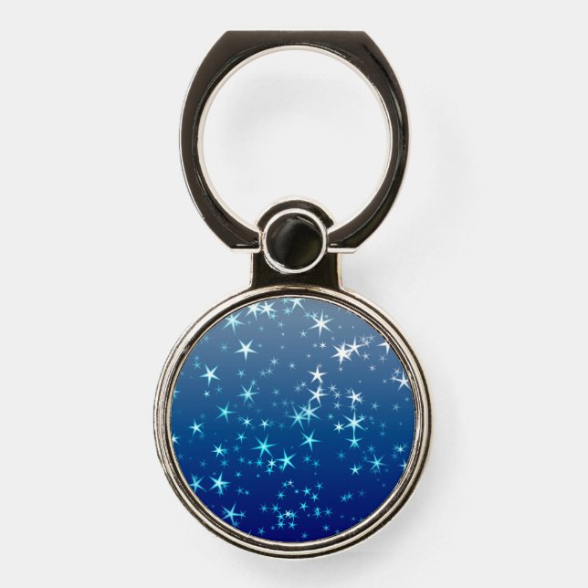 Christmas Sparkles Stars Blue Sky Phone Ring Stand (Front)
