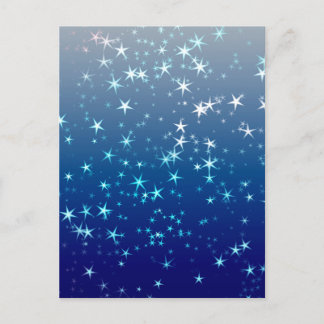 Christmas Sparkles Stars Blue Sky Postcard