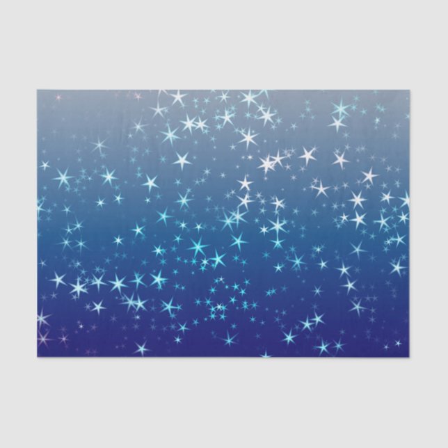 Christmas Sparkles Stars Blue Sky Tissue Paper (Front)