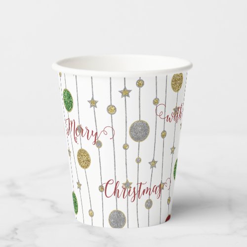 Christmas Sparkley Ornaments Paper Cups