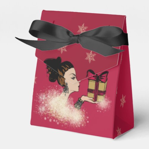 christmas sparkling fashion illustration favor boxes