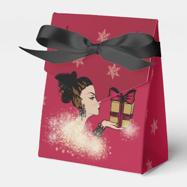 christmas sparkling fashion illustration favor boxes (Front Side)