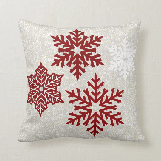 Beautiful Snowflake In Red Merry Christmas Gifts flax Throw Pillow Case Cus X4G1