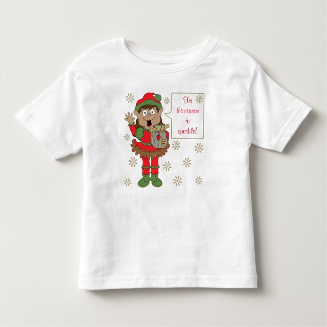 Christmas Sparkly Elf of Color Toddler T-shirt (Front)
