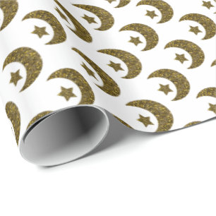 Christmas sparkly stars and moon wrapping paper