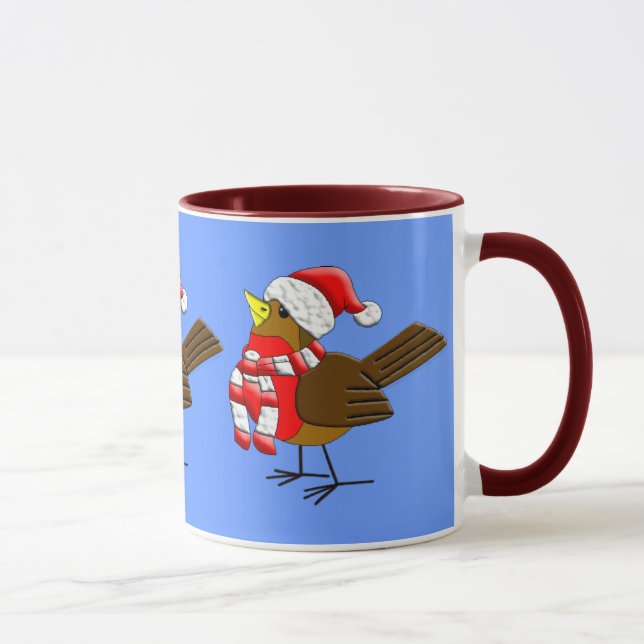 Christmas Sparrow Cute Fun Drinking Mug (Right)