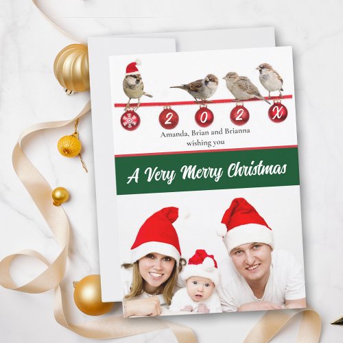 Christmas Sparrows Holiday Photo Card