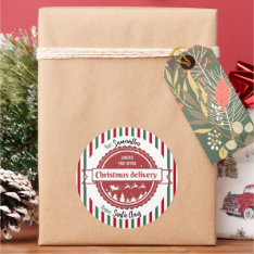 Christmas Special Delivery From Santa Classic Round Sticker at Zazzle