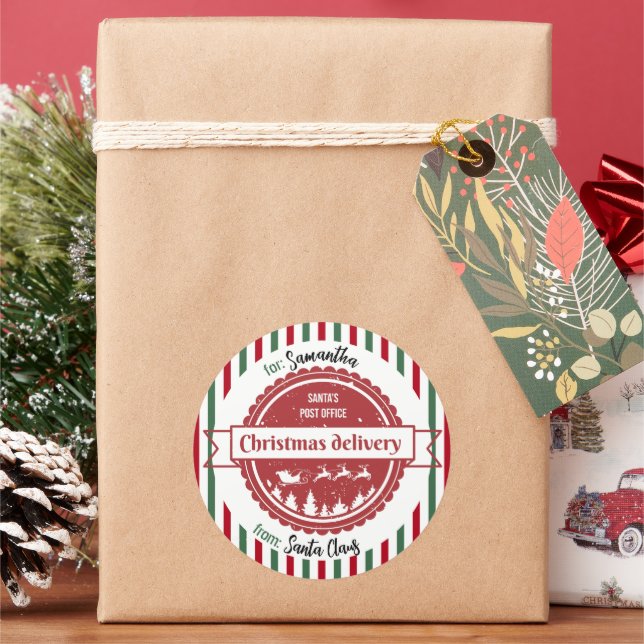 Christmas Special Delivery From Santa Classic Round Sticker (Holiday)