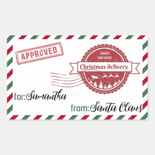 Christmas Special Delivery From Santa Rectangular Sticker | Zazzle