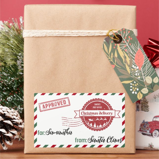Christmas Special Delivery From Santa  Rectangular Sticker (Holiday)
