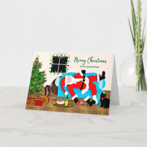 Christmas Special Friends Humor Santa Snoozing Card