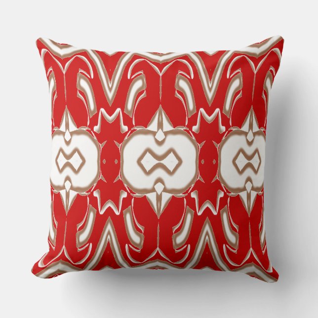 Christmas Special red & white fabric pattern Throw Pillow (Front)