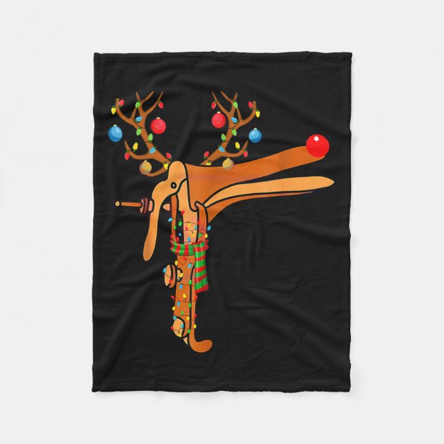 Christmas Speculum Reindeer Funny Xmas Nurse Midwi Fleece Blanket (Front)
