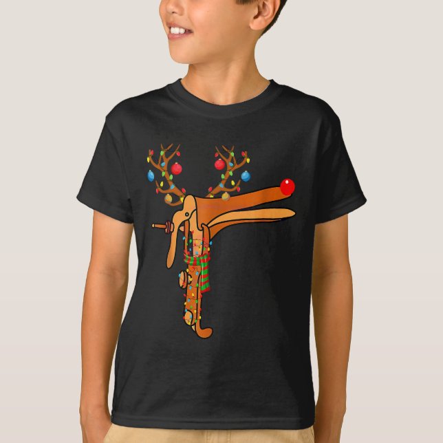 Christmas Speculum Reindeer Funny Xmas Nurse Midwi T-Shirt (Front)