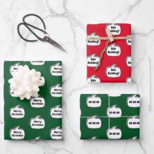 Christmas Speech Bubble Typography Wrapping Paper Sheets