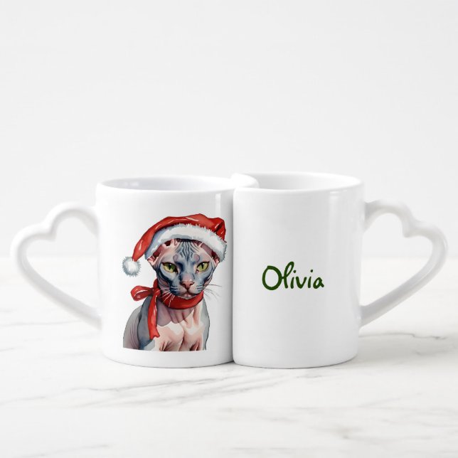 Christmas Sphynx cat Lovers' mug (Front Nesting)