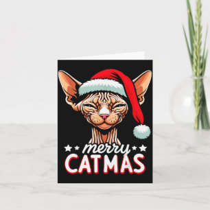 Christmas Sphynx Cat Merry Catmas Santa Hat Xmas Card