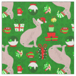 christmas sphynx cat santa sphinx  fabric