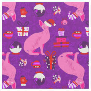 christmas sphynx cat santa sphinx pink fabric