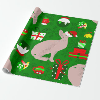 christmas sphynx cat santa sphinx  wrapping paper