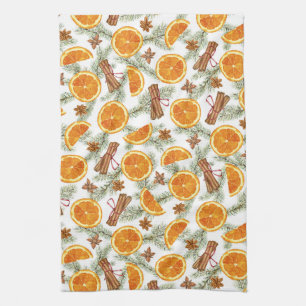 Christmas Spice Oranges Cinnamon and Anise Kitchen Towel