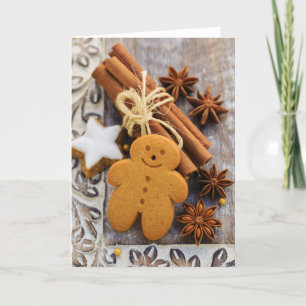 Christmas Spices, Ginger And Anise Stars Holiday Card